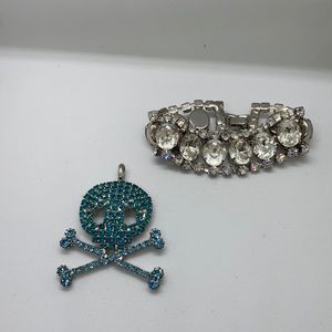 Tarina Tarantino skull charm and crystal bracelet